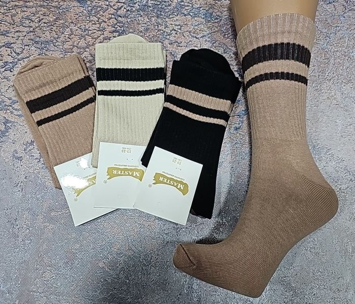 Шкарпетки Житомир "Master" 206-0 бавовна-стрейч жіночі "теніс -кавовий мікс +смужки" р. 23-25 -уп. 12 шт