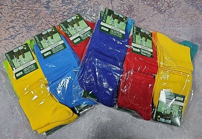 Шкарпетки Житомир "Мaster" 619-4 стрейч /cotton чоловічі "Теніс-середній борт" р. 25-27, 27-29 -випадкове асорті - (кольорові /яскраві +широка "середня" резинка в рубчик) -уп. 12 шт
