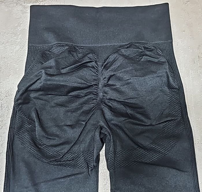 Лосини "Kenalin" 0921 безшовні гладкі з ефектом пуш-ап (Push-up) +широкий пояс +з боків однотонні рельєфні лампаси, р. L/4XL-(44-48) -(чорні)