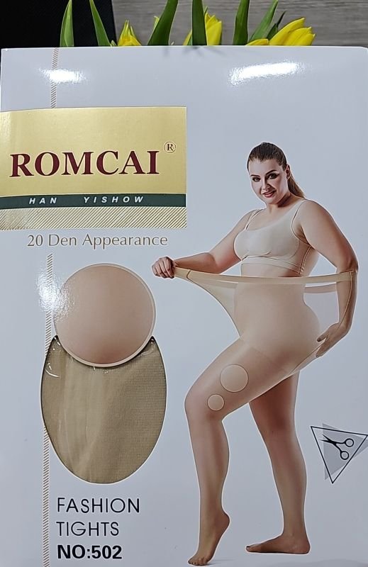 Колготки "Romcai" NO-502 капронові 20 den які не пускають стрілок, р. S/M-(40-46 /2 шва) -(тілесні) -в уп. 1 шт