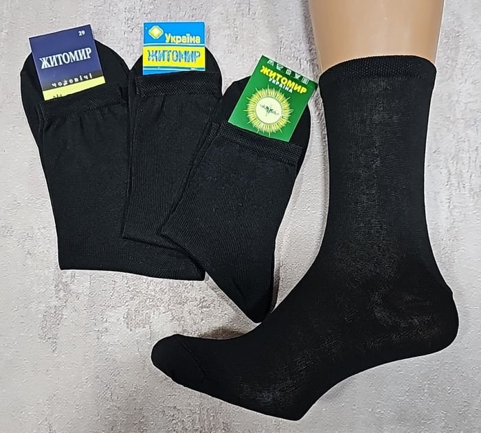 Шкарпетки Житомир "П.П.Гроза Х/Б" 251-0 х/б-гладь бавовняні чоловічі, р. 25, 27, 31, 33 -(Х/Б -чорні -уп. 12 шт)
