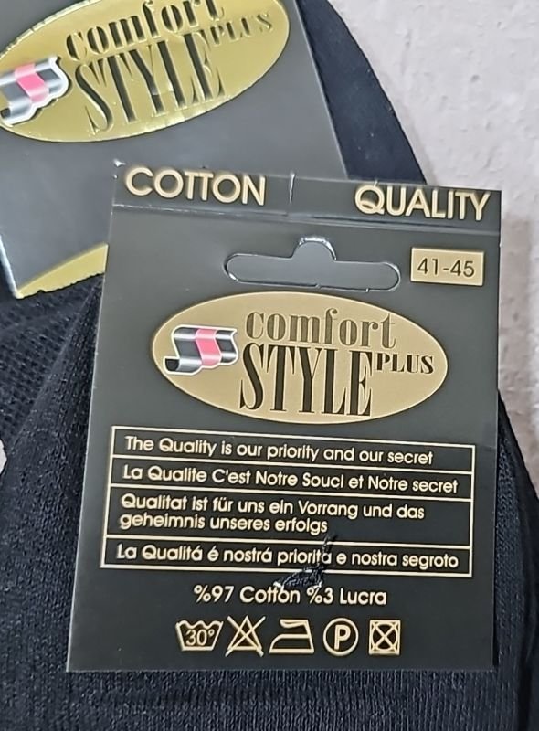 Шкарпетки "Comfort STYLE plus " 811-48 cotton/стрейч чоловічі р. 41-45 -(Чорні/ класика -cotton) -уп. 12 шт