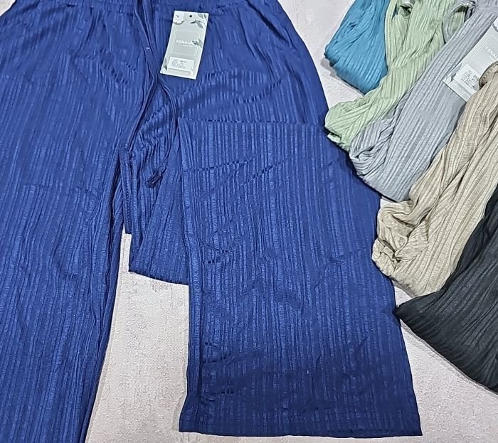 Прогулянкові штани "Kenalin" 9832 палаццо з легкої тканини в рубчик, вільного крою з широким низом, з боків кишені, р. XL-(46-48), 2XL-(48-50) -уп. 1 шт