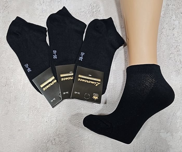 Шкарпетки Житомир "Limerence Lux" 09-007 cotton /сітка жіночі (Узбецька бавовна), р. 36-40 -(сітка -чорні -lux /короткі -жін.) -уп. 12 шт