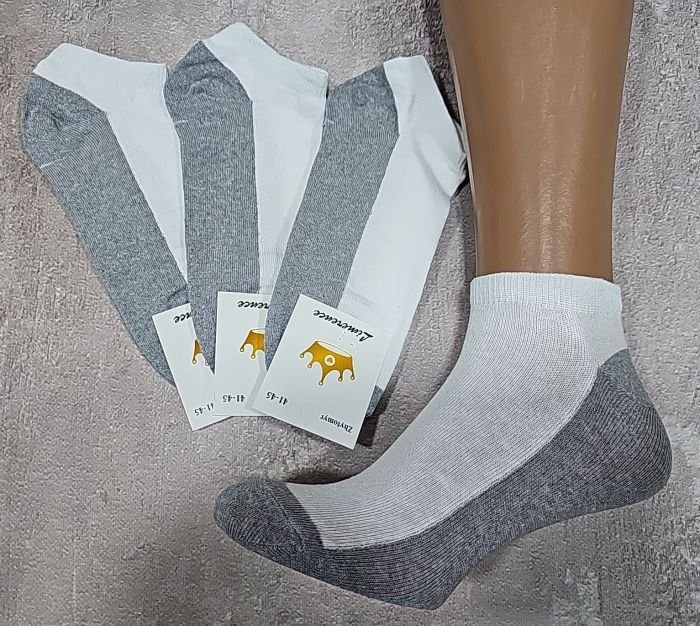 Шкарпетки Житомир "Limerence" 148-4 стрейч чоловічі, р. 41-45 -(короткі -сірий низ +білий верх -чол.) -уп. 12 шт