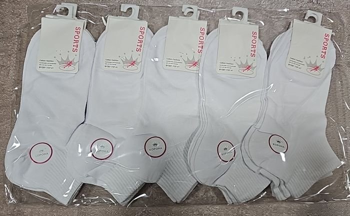 Шкарпетки "Корона" BY-297-7 сітка жіночі, р. 37-41 -(сіточка -білі -укорочені з гумкою в рубчик) - уп. 10 шт