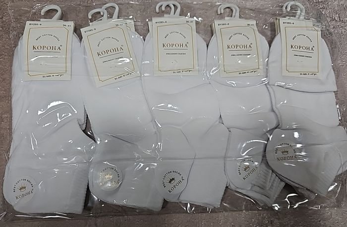 Шкарпетки "Корона" BY-293-6 сітка жіночі, р. 36-41 -(сіточка -білі -короткі) - уп. 10 шт