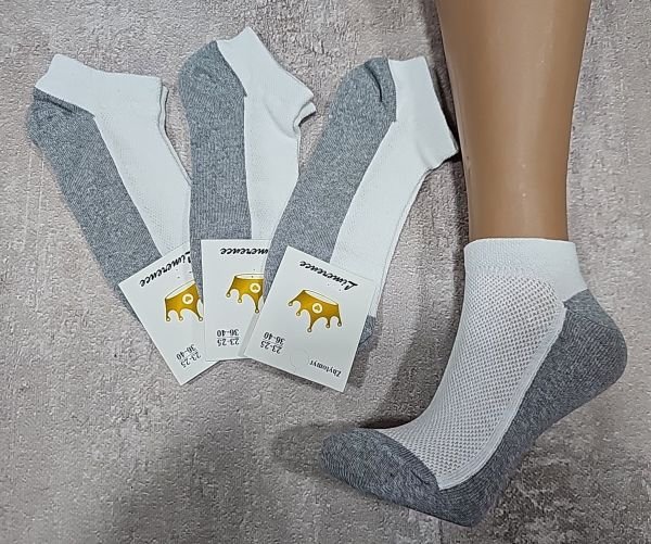 Шкарпетки Житомир "Limerence" 03-8 сітка жіночі короткі, р. 36-40 -асорті -(сіточка -сірий низ +білий верх -економ -жін.) -уп. 12 шт