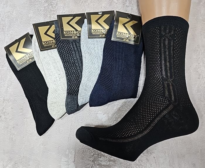 Шкарпетки "Дукат-К-Комфорт" 081-045 х/б-сітка класика чоловічі, р. 27-29 -(асорті -х/б-сітка класика /чорна із золотим етикетка етикетка) -уп. 12 шт