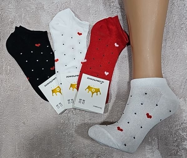 Шкарпетки Житомир "Limerence" 03-38 сітка жіночі, короткі р. 36-40 -асорті -(сіточка -однотонні +дрібні крапочки +маленькі серця -економ) -уп. 12 шт