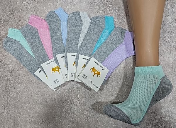 Шкарпетки Житомир "Limerence" 03-21 сітка жіночі короткі, р. 36-40 -асорті -(сіточка -кольоровий верх +сірий низ -економ -жін.) -уп. 12 шт