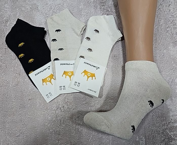 Шкарпетки Житомир "Limerence" 03-48 сітка жіночі короткі, р. 36-40 -асорті -(сіточка -однотонні +на підошві дрібні лапки) -уп. 12 шт