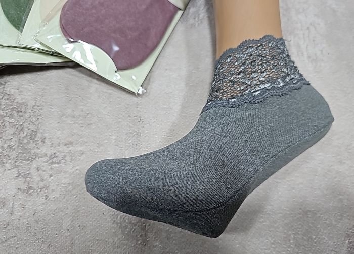 Шкарпетки-сліди "Корона" ВW-0508 байкові +силіконові гальма на стопі, жіночі, р. 36-41 -(однотонні з гіпюровою гумкою) -уп. 12 шт