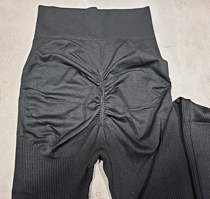 Лосини "Ластівка" 3102-1 безшовні еластичні в рубчик з ефектом пуш-ап (Push-up) та з підтримкою сідниць +широкий пояс, р. S/M-(48-52) -(чорні)