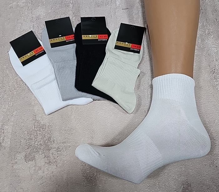 Шкарпетки Житомир "Krokus" 127-3 cotton-стрейч чоловічі, р. 39-42, 42-45 -випадковий мікс -(асорті -укорочені +середня гумка в рубчик +посередині гумка фіксатор -стрейч /cotton)