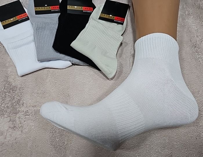 Шкарпетки Житомир "Krokus" 127-3 cotton-стрейч чоловічі, р. 39-42, 42-45 -випадковий мікс -(асорті -укорочені +середня гумка в рубчик +посередині гумка фіксатор -стрейч /cotton)