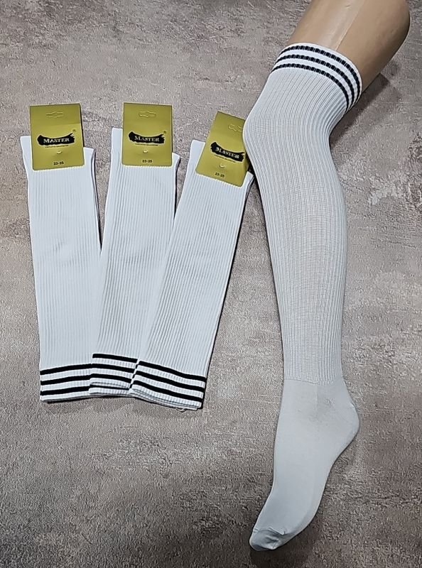 Гольфи /заколінки Житомир "Master" 352-4 безшовні стрейч жіночі, р. 23-25 -(гольфи в рубчик -білі +чорні смужки на резинці) -уп. 12 шт