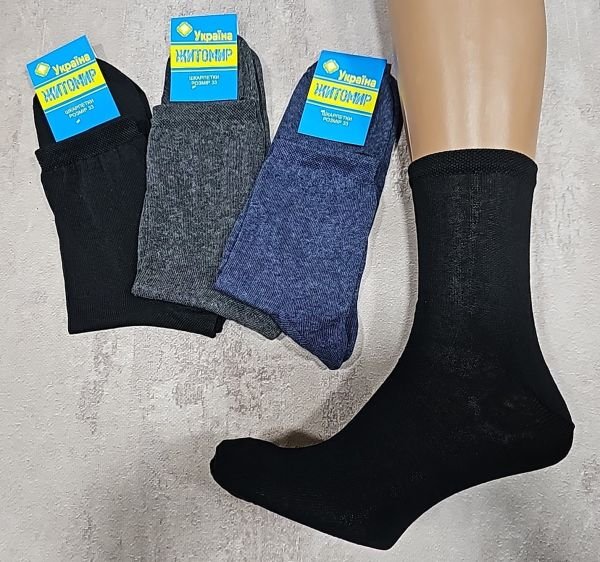 Шкарпетки Житомир "П.П.Гроза Х/Б" 251-33 х/б-гладь чоловічі, р. 33 -(Х/Б -асорті -уп. 12 шт)