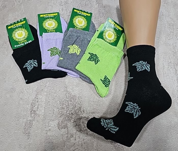 Шкарпетки "Житомир Преміум" 112-29 стрейч жіночі, р. 23-25 -випадкове асорті -(однотонні +листочки -стрейч) -уп. 12 шт