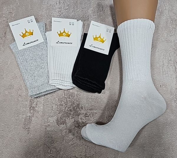 Шкарпетки Житомир "LIMERENCE" 432-3 стрейч жіночі "Теніс", р. 36-40 -асорті -(Теніс /однотонні -сірі /білі /чорні -стрейч жін.)