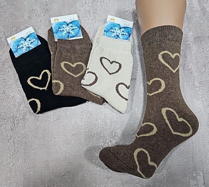 Шкарпетки Житомир "LIMERENCE" 4960-59 махрові жіночі, р. 36-40 -асорті -(Махра -кавовий мікс +кавові великі серця -махра) -уп. 12 шт