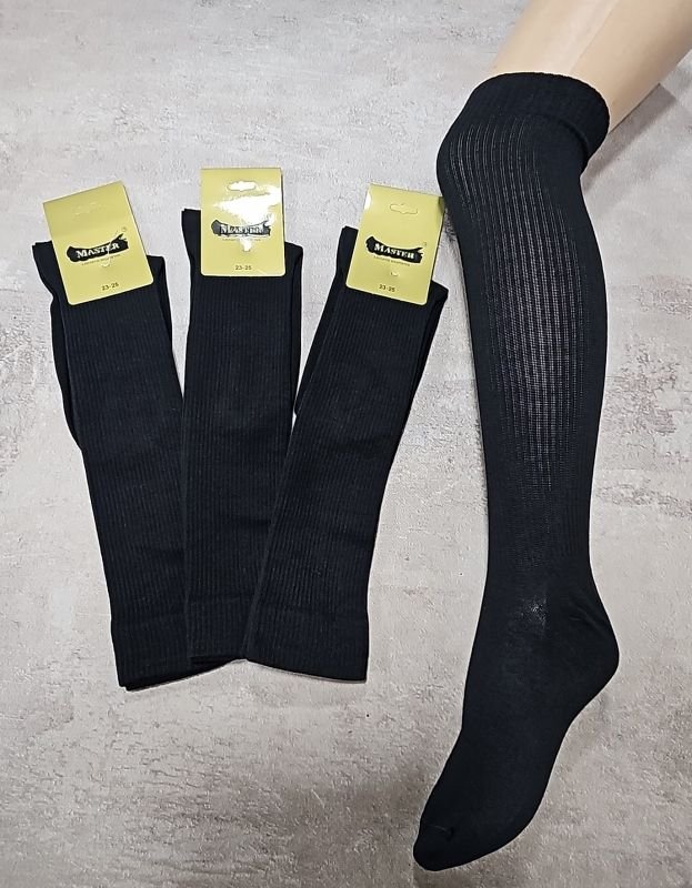 Гольфи /заколінки Житомир "Master" 352-1 безшовні стрейч жіночі, р. 23-25 -(гольфи в рубчик -чорні) -уп. 12 шт