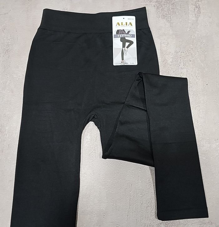 Лосини "Алия" V-12 термо безшовні на тонкому хутрі, р. S/4XL-(42-46) -(чорні -В12)