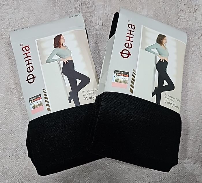 Колготки "ФЕННА" 66-А-(54-60-чорні) альпака кашемір на флісі, з формою п'яти, 2 шви -(Чорні) -уп. 1 шт