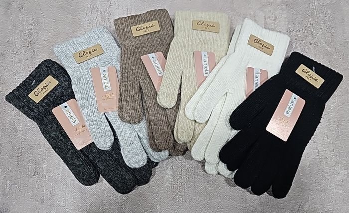 Рукавички жіночі "Anjela" 2007 з начосом, асорті -(однотонні +на манжеті емблема) -уп. 12 шт.