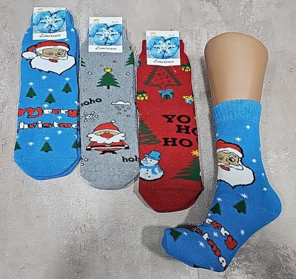 Шкарпетки Житомир "Limerence" 5980-3 махрові жіночі, р. 36-40 -асорті -(Махра -Санта мікс з ялинками + сніговик з ялинками + різні написи) -уп. 12 шт