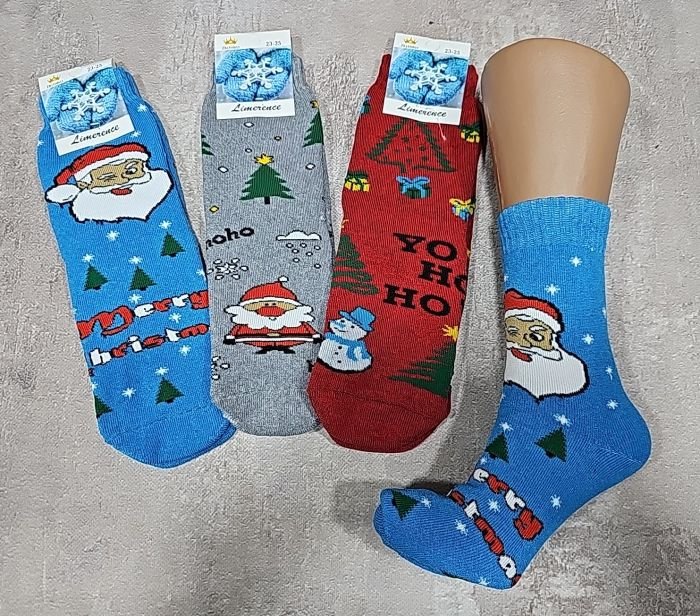 Шкарпетки Житомир "Limerence" 5980-3 махрові жіночі, р. 36-40 -асорті -(Махра -Санта мікс з ялинками + сніговик з ялинками + різні написи) -уп. 12 шт