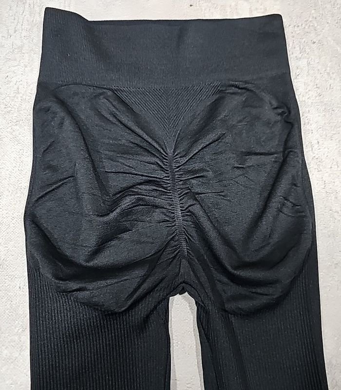 Лосини "Корсюги" 3106-2-XL/2XL безшовні еластичні в рубчик з ефектом пуш-ап (Push-up) та з підтримкою сідниць +широкий пояс, р. XL/2XL-(46-52) -(чорні)