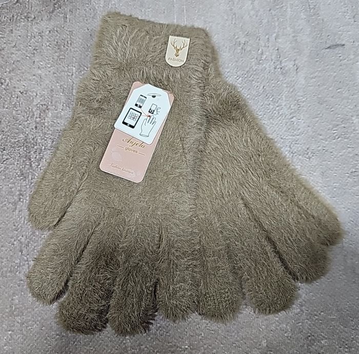 Рукавички жіночі "Anjela" 2013 норка з пальцями для сенсорного екрану, асорті -(однотонні з норки +на манжеті емблема) -уп. 12 шт.