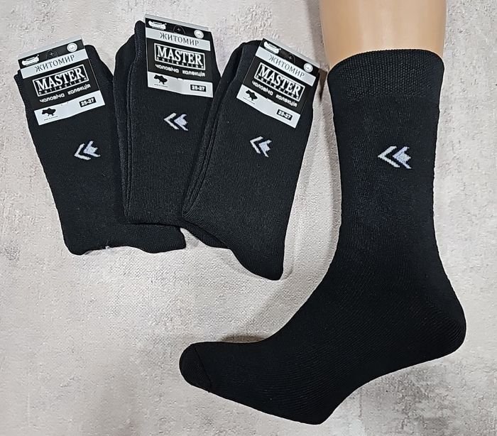 Шкарпетки Житомир "Master" 2400 махрові "класика-зима" чоловічі, р. 27-29 -(Махра -чорні -класика) -уп. 12 шт