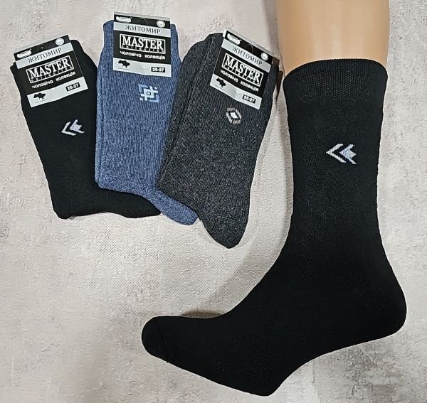 Шкарпетки Житомир "Master" 2400-1 махрові "класика-зима" чоловічі, р. 25-27, 27-29 -(Махра -асорті -класика) -уп. 12 шт