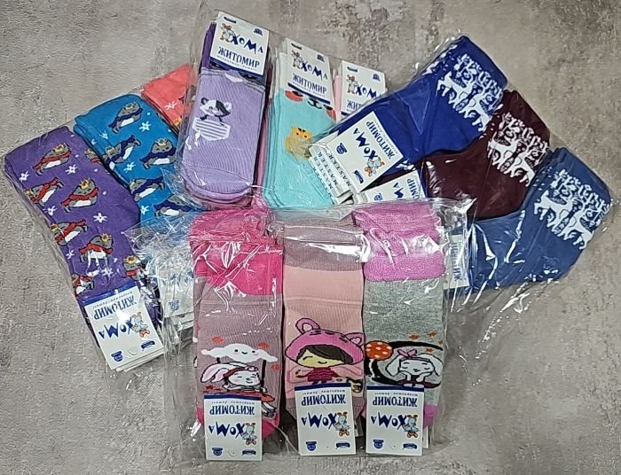 Шкарпетки Житомир "ХОМА-Master" 3007-4 дитячі махрові, розмір за довжиною стопи: 16-18 -(дівчинка-махра) -випадковий мікс без вибору!