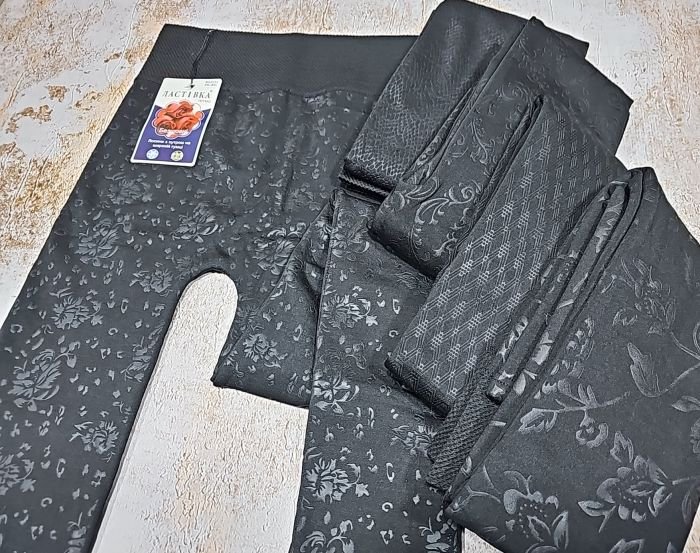 Лосини "Ластівка" А-155 безшовні на товстому хутрі з рельєфним візерунком, р. Хl/6xl-(50-56) -(чорні +мікс візерунків -без вибору!!!)