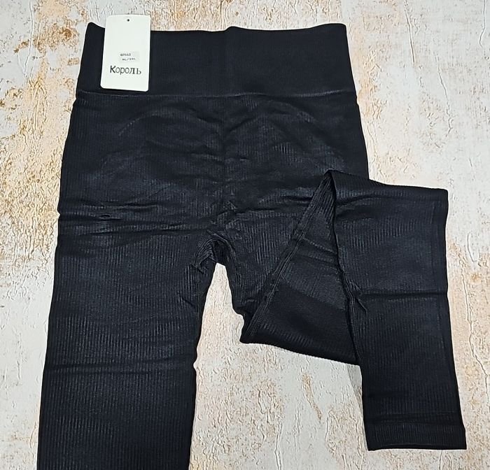 Лосини "Король" G-7112 безшовні в рубчик +з широким поясом +з ефектом пуш-ап (Push-up), р. M/L-(44-48), XL/2XL-(46-50) -(чорні)