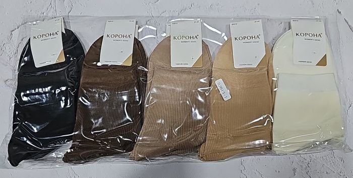 Шкарпетки "Корона" B-2013-1 стрейч /cotton жіночі, р. 37-42 -асорті -(Високі -однотонні /кавовий мікс -гладкі) -уп. 10 шт