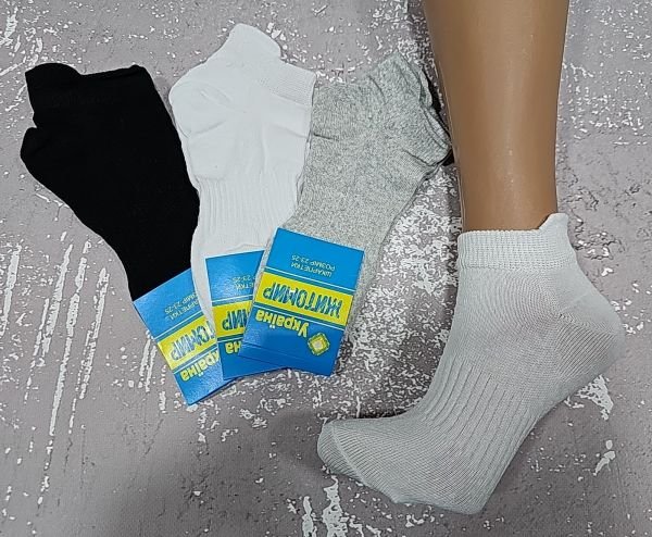 Шкарпетки "Житомир Преміум" 112-35 стрейч жіночі, р. 23-25 -асорті -(Короткі -сірий /білий /чорний +ззаду язичок /виступ +посередині резинка фіксатор) -уп. 12 шт