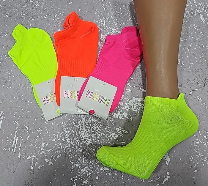 Шкарпетки "NiceSocks" 421-NEON мікрофібра жіночі, р. 36-40 -(Неонові -яскраві з виступом /язичком ззаду + посередині гумка фіксатор) -уп. 12 шт
