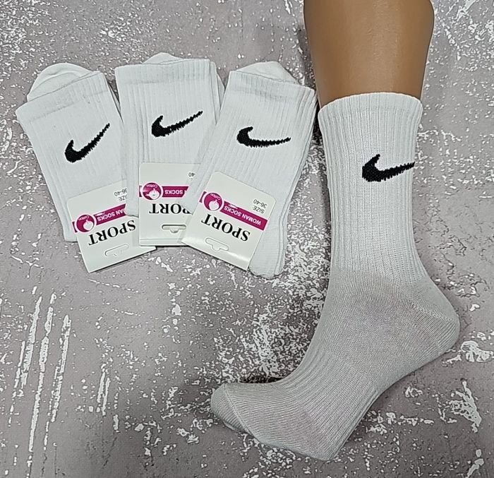 Шкарпетки "SPORT значок" 723-N-WHITE-білі) стрейч жіночі, р. 36-40 -(Білі /Теніс -високі -уп. 12 шт)