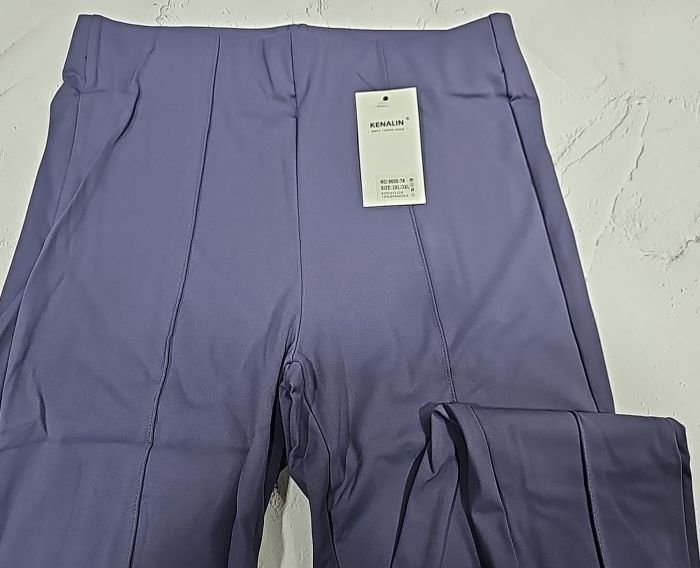 Лосини "KENALIN" 9600-7 з еластичної тканини дайвінг, низ зі штрипкою на резинці +спереду строчка, р. S/m-(42-44), l/xl-(44-46), 2xl/3xl-(46-48) -(Сіро-лавандові)