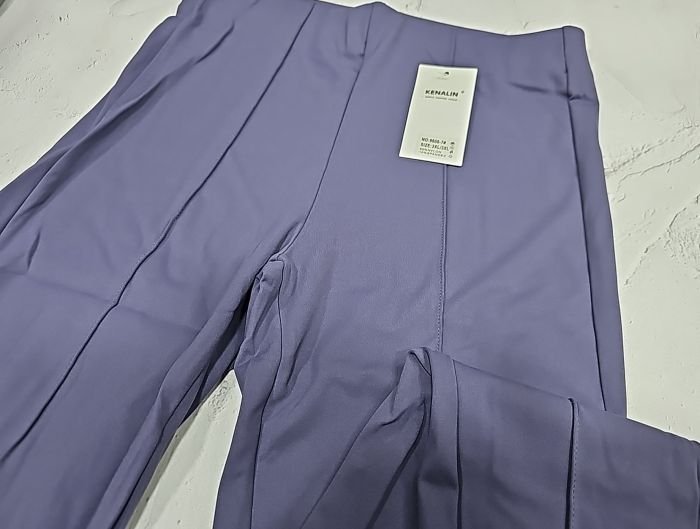 Лосини "KENALIN" 9600-7 з еластичної тканини дайвінг, низ зі штрипкою на резинці +спереду строчка, р. S/m-(42-44), l/xl-(44-46), 2xl/3xl-(46-48) -(Сіро-лавандові)