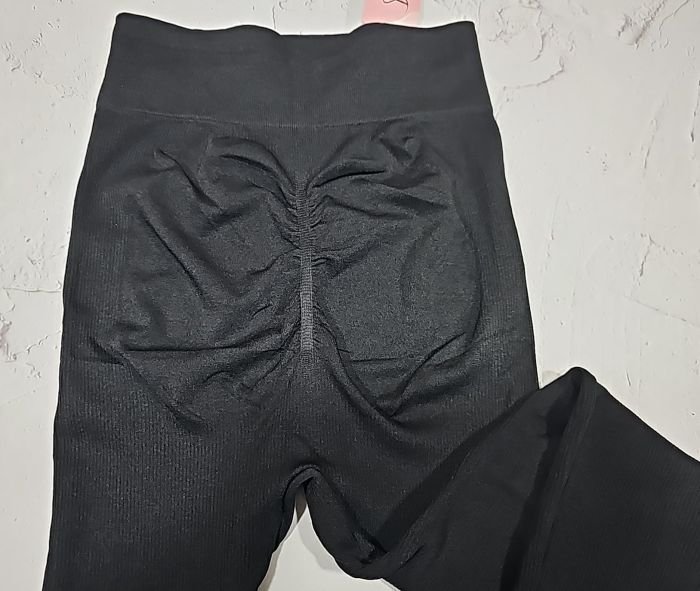 Лосини "Золото" 767-1 безшовні еластичні в рубчик з ефектом пуш-ап (Push-up), р. М-3XL-(46-50) -(чорні)