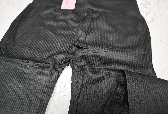 Лосини "Золото" 761 безшовні еластичні в рубчик та з ефектом пуш-ап (Push-up) +широкий пояс, р. XL-6XL-(46-52) -(чорні)