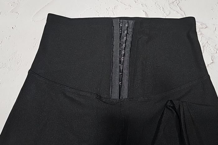 Лосини "Kenalin" №:D2 з еластичної тканини у дрібний рубчик +зверху коригуючий корсет на гачках, р. 2XL/3XL-(48-50) -(чорні /Д2)