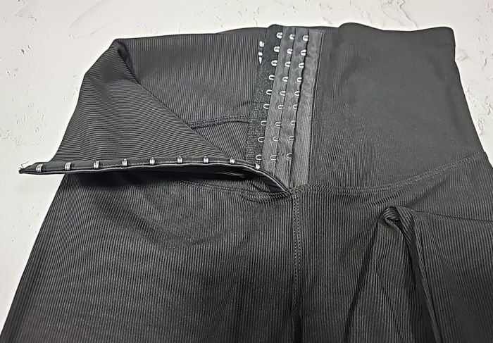 Лосини "Kenalin" №:D2 з еластичної тканини у дрібний рубчик +зверху коригуючий корсет на гачках, р. 2XL/3XL-(48-50) -(чорні /Д2)