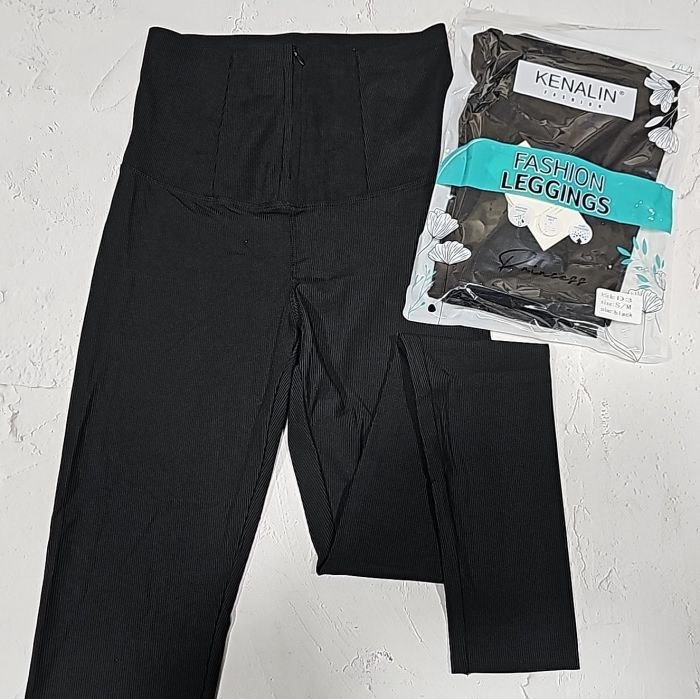 Лосини "Kenalin" №:D3 демі з еластичної тканини у дрібний рубчик +зверху коригуючий корсет на блискавці та в середині з підкладкою з додатковими гачками, р. L/XL-(46-48), 2XL/3XL-(48-50) -(чорні /Д3)