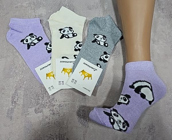 Шкарпетки Житомир "Limerence" 400-61 стрейч жін. (короткі) р. 36-40 -асорті -(Однотонні (з фіолетовим) /короткі +малеча панди по всій шкарпетці -стрейч)